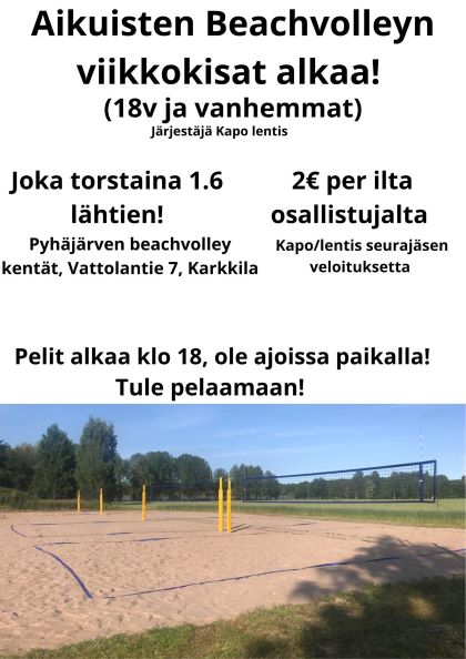 Beachvolleyn viikkokisat torstaisin