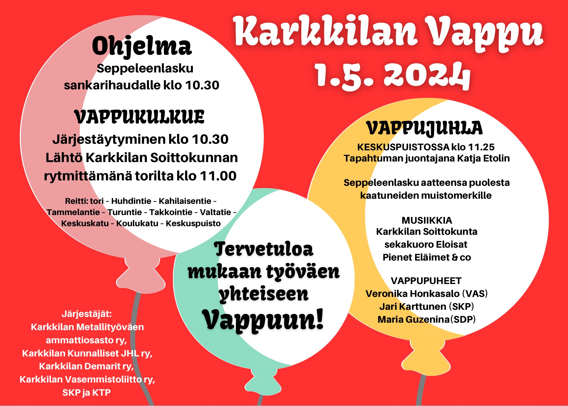 Karkkilan työväen vappujuhla mainos